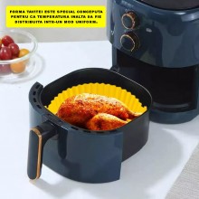 Tava Silicon EDAR, Pentru Friteuza, Prajit, Copt, Air Fryer, Rezistenta La Temperaturi Inalte, Reutilizabila, Rotunda, 16 x 1...