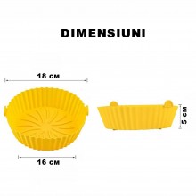 Tava Silicon EDAR, Pentru Friteuza, Prajit, Copt, Air Fryer, Rezistenta La Temperaturi Inalte, Reutilizabila, Rotunda, 16 x 1...
