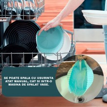 Tava Silicon EDAR, Pentru Friteuza, Prajit, Copt, Air Fryer, Rezistenta La Temperaturi Inalte, Reutilizabila, Rotunda, 16 x 1...