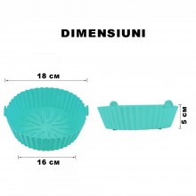 Tava Silicon EDAR, Pentru Friteuza, Prajit, Copt, Air Fryer, Rezistenta La Temperaturi Inalte, Reutilizabila, Rotunda, 16 x 1...