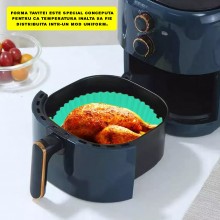 Tava Silicon EDAR, Pentru Friteuza, Prajit, Copt, Air Fryer, Rezistenta La Temperaturi Inalte, Reutilizabila, Rotunda, 16 x 1...