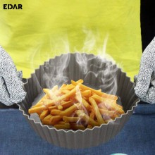 Tava Silicon EDAR, Pentru Friteuza, Prajit, Copt, Air Fryer, Rezistenta La Temperaturi Inalte, Reutilizabila, Rotunda, 16 x 1...