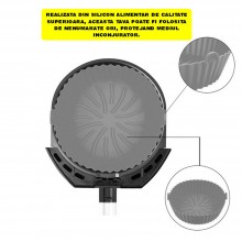 Tava Silicon EDAR, Pentru Friteuza, Prajit, Copt, Air Fryer, Rezistenta La Temperaturi Inalte, Reutilizabila, Rotunda, 16 x 1...