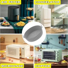 Tava Silicon EDAR, Pentru Friteuza, Prajit, Copt, Air Fryer, Rezistenta La Temperaturi Inalte, Reutilizabila, Rotunda, 16 x 1...