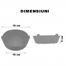 Tava Silicon EDAR, Pentru Friteuza, Prajit, Copt, Air Fryer, Rezistenta La Temperaturi Inalte, Reutilizabila, Rotunda, 16 x 1...
