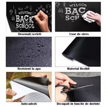 Tabla Scolara SIKS Sub Forma De Autocolant Pentru Scris Cu Creta, 45 X 200 cm, Negru Tabla Scolara SIKS Sub Forma De Autocolant Pentru Scris Cu Creta, 45 X 200 cm, Negru