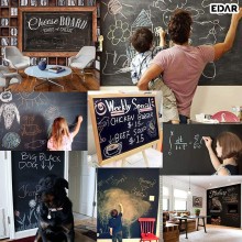 Tabla De Scris EDAR Tip Sticker Autoadeziv, Crete Incluse, Reutilizabila, Aplicare Pe Perete, Lemn, Metal, 45 x 100 cm, Neagra