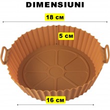 Tava Silicon EDAR, Pentru Friteuza, Prajit, Copt, Air Fryer, Rezistenta La Temperaturi Inalte, Reutilizabila, Rotunda, 16 x 1...