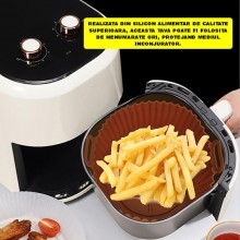Tava Silicon EDAR, Pentru Friteuza, Prajit, Copt, Air Fryer, Rezistenta La Temperaturi Inalte, Reutilizabila, Rotunda, 16 x 1...