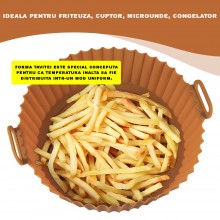 Tava Silicon EDAR, Pentru Friteuza, Prajit, Copt, Air Fryer, Rezistenta La Temperaturi Inalte, Reutilizabila, Rotunda, 16 x 1...