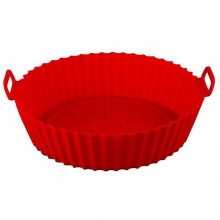 Tava Silicon EDAR, Pentru Friteuza, Prajit, Copt, Air Fryer, Rezistenta La Temperaturi Inalte, Reutilizabila, Rotunda, 16 x 1...