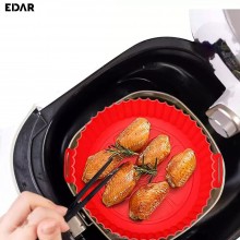 Tava Silicon EDAR, Pentru Friteuza, Prajit, Copt, Air Fryer, Rezistenta La Temperaturi Inalte, Reutilizabila, Rotunda, 16 x 1...