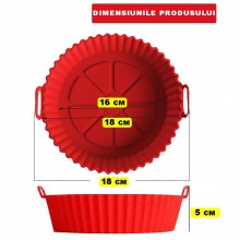 Tava Silicon EDAR, Pentru Friteuza, Prajit, Copt, Air Fryer, Rezistenta La Temperaturi Inalte, Reutilizabila, Rotunda, 16 x 1...