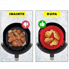 Tava Silicon EDAR, Pentru Friteuza, Prajit, Copt, Air Fryer, Rezistenta La Temperaturi Inalte, Reutilizabila, Rotunda, 16 x 1...