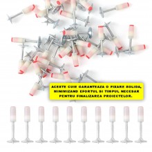 Set 100 x Cui Fixare EDAR, Autopropulsare, Pentru Pistol Manual, Model CIuperca, 7.2 mm, Alb/Argintiu