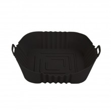 Tava De Protectie Din Silicon SIKS, Pentru Air Fryer, Universala, Pentru Friteuza, Prajit, Copt, Reutilizabila, Patrata, Negru