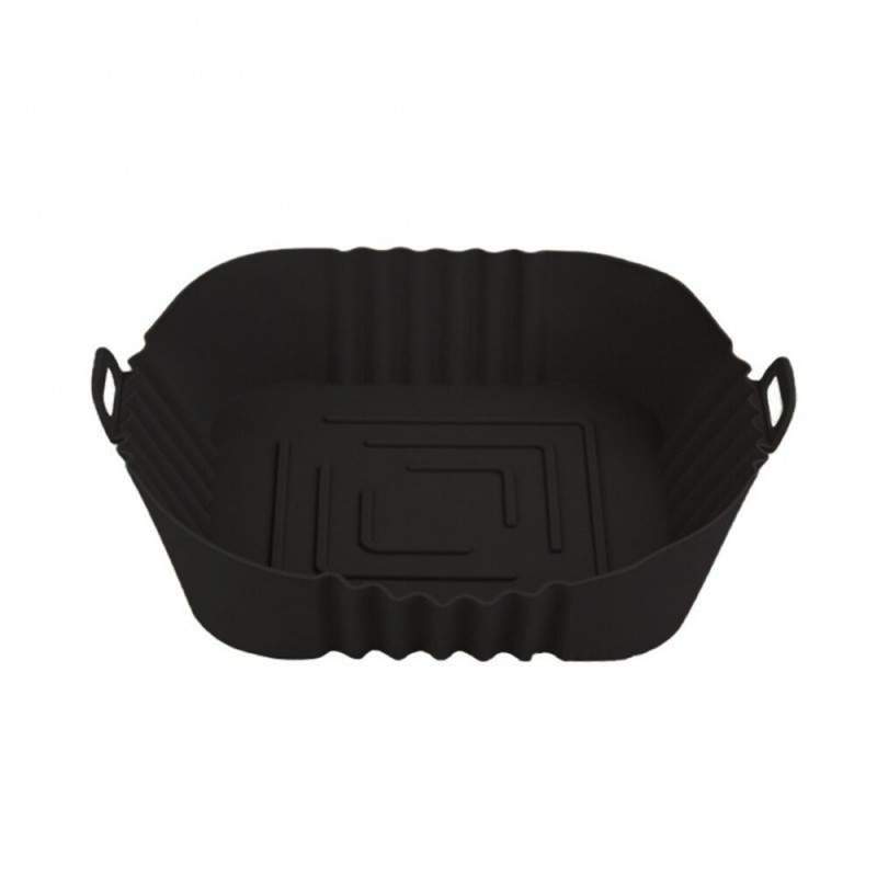 Tava De Protectie Din Silicon SIKS, Pentru Air Fryer, Universala, Pentru Friteuza, Prajit, Copt, Reutilizabila, Patrata, Negru