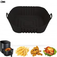 Tava De Protectie Din Silicon SIKS, Pentru Air Fryer, Universala, Pentru Friteuza, Prajit, Copt, Reutilizabila, Patrata, Negru