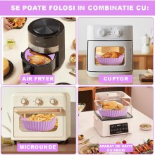 Tava Silicon EDAR, Pentru Friteuza, Prajit, Copt, Air Fryer, Rezistenta La Temperaturi Inalte, Reutilizabila, Rotunda, 16 x 1...