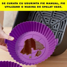 Tava Silicon EDAR, Pentru Friteuza, Prajit, Copt, Air Fryer, Rezistenta La Temperaturi Inalte, Reutilizabila, Rotunda, 16 x 1...