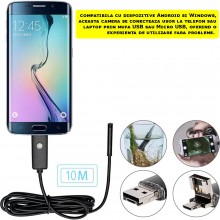 Camera Endoscopica EDAR Cu LED Pentru Inspectie, Fir Rezistent La Apa, Conectare La Telefon, Compatibil Android/Windows Mufa ... Camera Endoscopica EDAR Cu LED Pentru Inspectie, Fir Rezistent La Apa, Conectare La Telefon, Compatibil Android/Windows Mufa ...