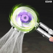 Para de Dus EDAR cu Elice, Cap Rotativ 360°, Jet Turbo, Presiune Puternica, Economisire Apa, Filtru Impuritati, Argintiu/Mov