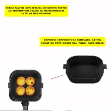 Tava Silicon EDAR, Pentru Friteuza, Prajit, Copt, Air Fryer, Rezistenta La Temperaturi Inalte, Reutilizabila, Patrata, 14 x 1...