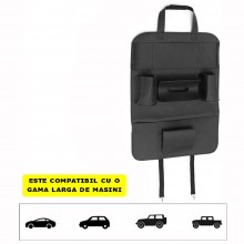 Organizator Auto EDAR Pentru Scaun, Piele Ecologica, Depozitare Obiecte Din Masina, Rezistent La Apa, 58 x 42 cm, Negru