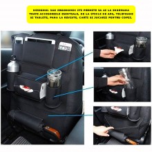 Organizator Auto EDAR Pentru Scaun, Piele Ecologica, Depozitare Obiecte Din Masina, Rezistent La Apa, 58 x 42 cm, Negru