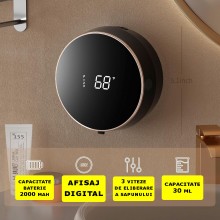 Dozator Electric Sapun EDAR Cu Senzor De Miscare, Automat, Dispenser Cu 3 Trepte Viteza, Display Temperatura Si Umiditate Amb...
