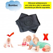 Genunchiere SIKS Din Bumbac Pentru Bebelusi, Pentru Protectie Zgarieturi, Cu Silicon, Antialunecare, Marime Unica 0-36 Luni, Gri