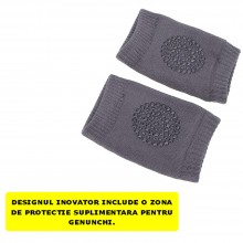 Genunchiere SIKS Din Bumbac Pentru Bebelusi, Pentru Protectie Zgarieturi, Cu Silicon, Antialunecare, Marime Unica 0-36 Luni, Gri
