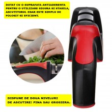 Ascutitor Manual Cutite EDAR, 2 Niveluri, Suprafata Antiaderenta, 19 x 5 x 6 cm, Negru/Rosu