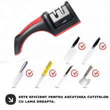 Ascutitor Manual Cutite EDAR, 2 Niveluri, Suprafata Antiaderenta, 19 x 5 x 6 cm, Negru/Rosu