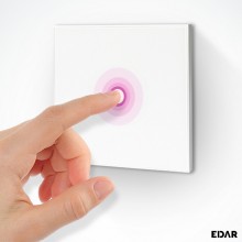 Intrerupator Lumina Cu Touch EDAR Din Sticla Securizata, De Perete, Iluminare LED, Ecran Tactil, Elegant, 1 Faza, Alb