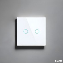 Intrerupator Lumina Cu Touch EDAR Din Sticla Securizata, De Perete, Iluminare LED, Ecran Tactil, Elegant, 2 Faze, Alb