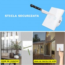 Intrerupator Lumina Cu Touch EDAR Din Sticla Securizata, De Perete, Iluminare LED, Ecran Tactil, Elegant, 2 Faze, Alb Intrerupator Lumina Cu Touch EDAR Din Sticla Securizata, De Perete, Iluminare LED, Ecran Tactil, Elegant, 2 Faze, Alb