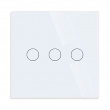 Intrerupator Lumina Cu Touch EDAR Din Sticla Securizata, De Perete, Iluminare LED, Ecran Tactil, Elegant, 3 Faze, Alb