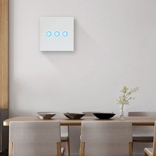 Intrerupator Lumina Cu Touch EDAR Din Sticla Securizata, De Perete, Iluminare LED, Ecran Tactil, Elegant, 3 Faze, Alb Intrerupator Lumina Cu Touch EDAR Din Sticla Securizata, De Perete, Iluminare LED, Ecran Tactil, Elegant, 3 Faze, Alb