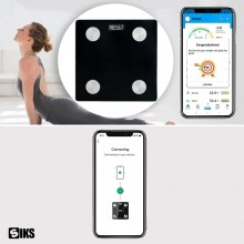 Cantar Electronic Inteligent De Baie SIKS, Din Sticla Securizata, Maxim 180 Kg, Electronic Cu Aplicatie Smart, Corporal, Digi...