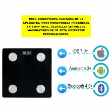 Cantar Electronic Inteligent De Baie SIKS, Din Sticla Securizata, Maxim 180 Kg, Electronic Cu Aplicatie Smart, Corporal, Digi... Cantar Electronic Inteligent De Baie SIKS, Din Sticla Securizata, Maxim 180 Kg, Electronic Cu Aplicatie Smart, Corporal, Digi...