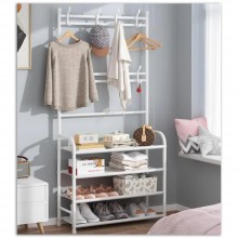 Cuier Metalic EDAR pentru Haine, Incaltaminte, Genti, Posete, Umbrele, 4 Rafturi, 60 x 29.5 x154, Alb Cuier Metalic EDAR pentru Haine, Incaltaminte, Genti, Posete, Umbrele, 4 Rafturi, 60 x 29.5 x154, Alb