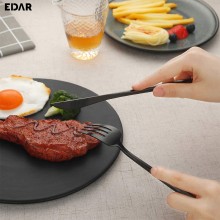 Set Tacamuri EDAR, 24 Piese Stil Portughez, Otel Inoxidabil, Finisaj Lucios, Negru