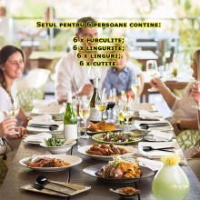 Set Tacamuri EDAR, 24 Piese Stil Portughez, Otel Inoxidabil, Finisaj Lucios, Negru