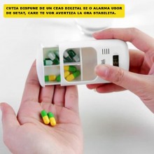 Cutie EDAR Depozitare Medicamente, Portabila, Ideala Pentru Organizare Si Transport, Ceas Si Alarma Pentru Atentionare Ora, S...
