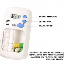 Cutie EDAR Depozitare Medicamente, Portabila, Ideala Pentru Organizare Si Transport, Ceas Si Alarma Pentru Atentionare Ora, S...