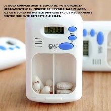 Cutie EDAR Depozitare Medicamente, Portabila, Ideala Pentru Organizare Si Transport, Ceas Si Alarma Pentru Atentionare Ora, S...