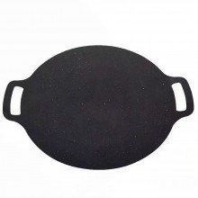 Plita Japoneza Rotunda SIKS Cu Manere, Placa Grill, Antiaderenta, Pluristratificata, Diametrul 30 cm , Negru