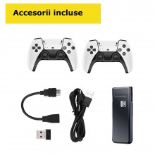 Consola EDAR Tip Stick Cu 20.000 De Jocuri Retro, Compatibila Cu 9 Emulatoare, 2 Controlere Wireless, Conexiune Hdmi, 2.4ghz,...