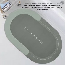 Covor De Baie EDAR, Cu Mesaj "Bathroom", Absorbant, Antiderapant, Material Moale, Curatoare Usoara, 57.5 x 40 cm, Oval, Verde Covor De Baie EDAR, Cu Mesaj "Bathroom", Absorbant, Antiderapant, Material Moale, Curatoare Usoara, 57.5 x 40 cm, Oval, Verde